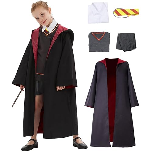 Kids Girls Witch Cosplay Costume Magic School Uniform Girls Witch Robe Cloak Skirt Shirt Halloween Cosplay Props
