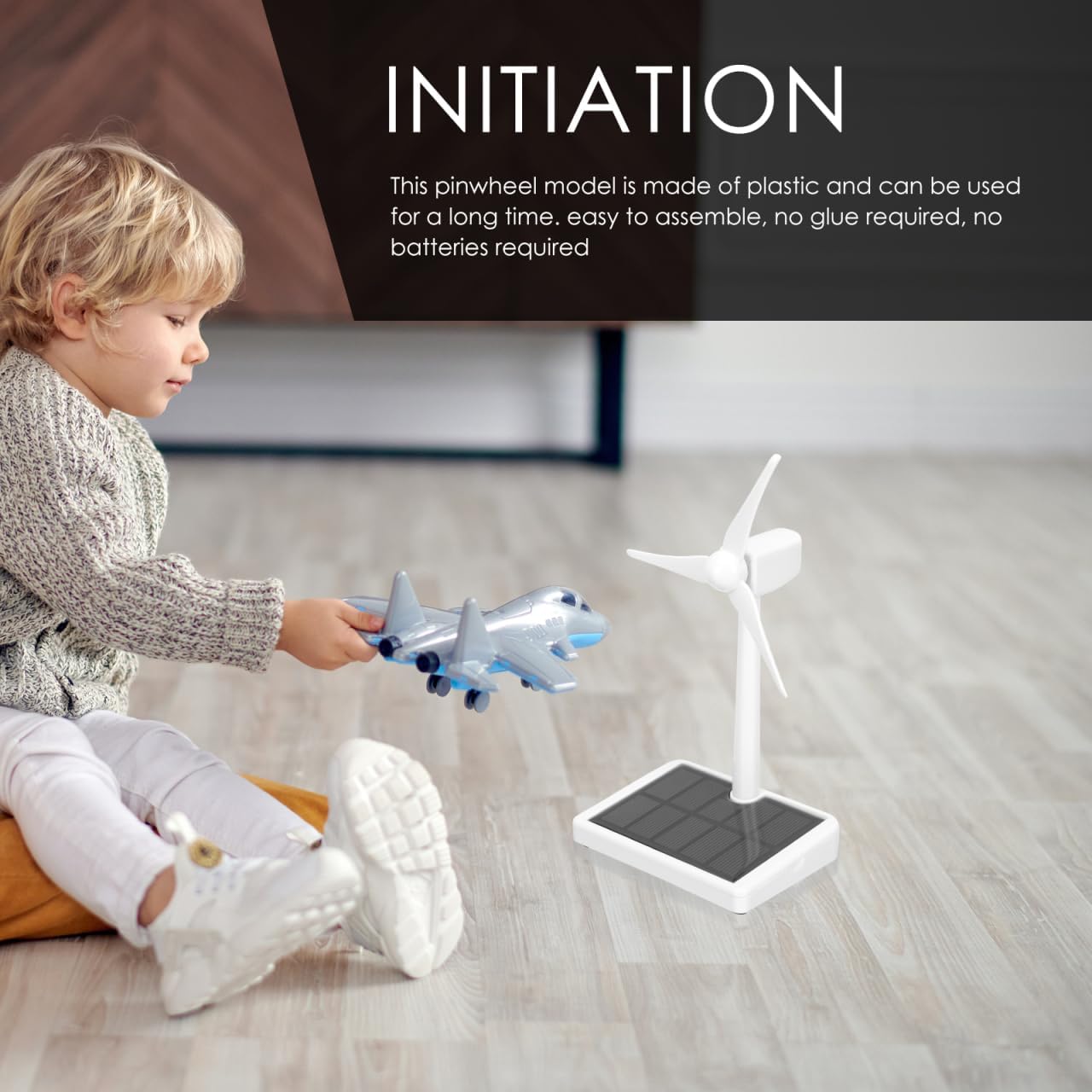 Kisangel Solar Windmill Model - Educational Solar Powered Wind Turbine Kit for Kids Easy Assembly Mini Wind Turbine for Science Experiments and Observational Learning