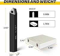 Vista 2 de Herramientas de corte de torno de metal,5 juegos de brocas de corte de metal de carburo de 1/2", herramienta de torneado de torno