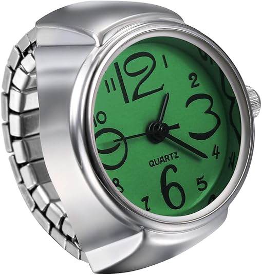 JewelryWe Men Women Finger Watch Creative Elastic Round Quartz Finger Ring Watches
