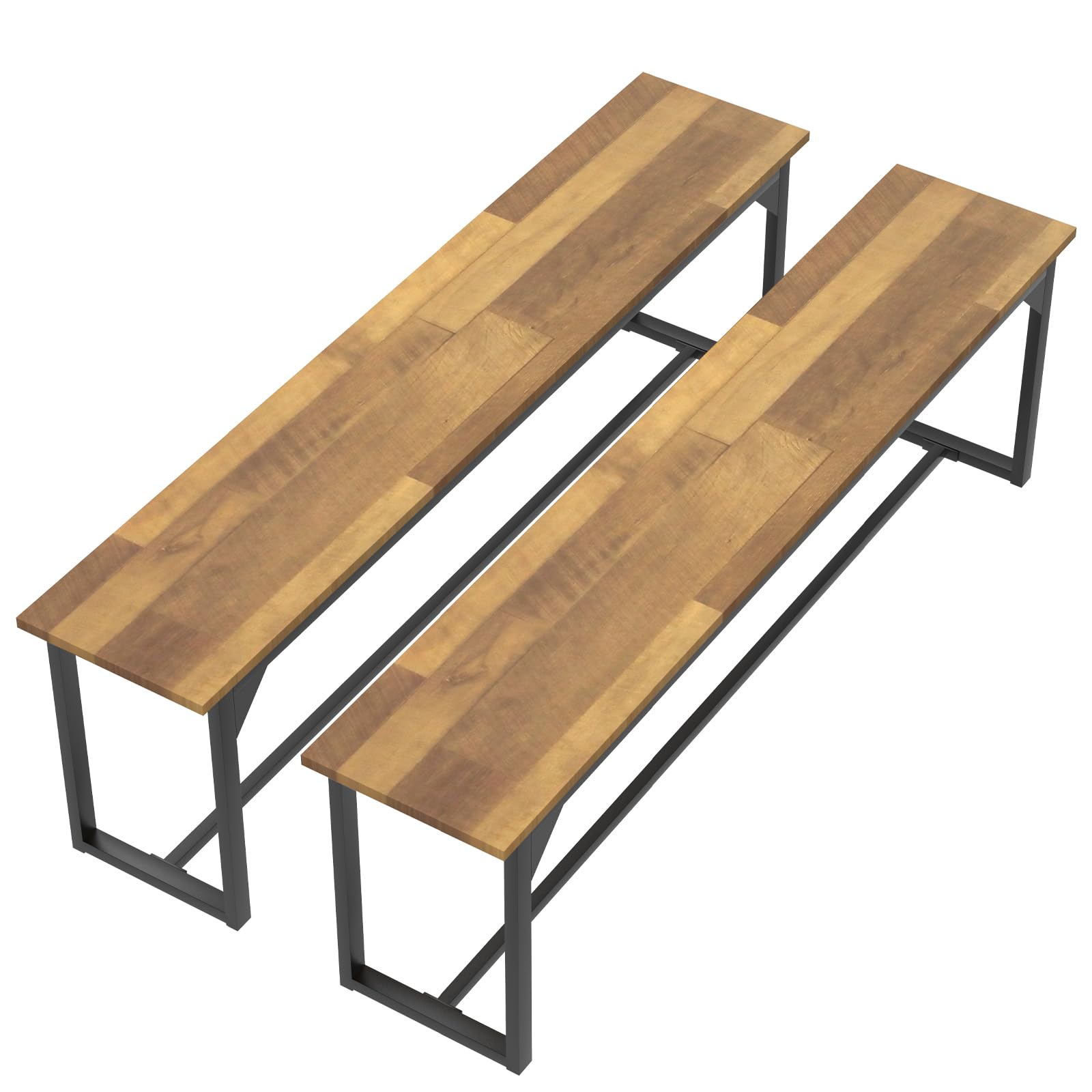 STHOUYN 59” Dining Bench Pair of 2 for 6-8 Person, Farmhouse Kitchen Table Bench, Dining Room Bench, Entryway Bench, Bed Bench, Indoor Shoe Bench (Brown)