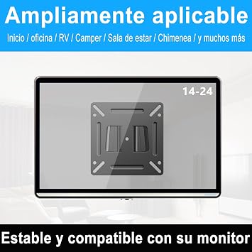 TETVIK Monitor Wall Mount Most 14-24 TVs Computer Universal Low Profile RV TV Wall Mount VESA Up to 100x100mm Max Weight 30lbs Fits 15 19 20 22 23 Inch Camper Small Monitor Mount Bracket