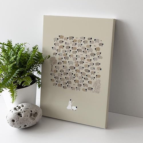 Miniatura 3 de UYMHUKZ Póster de decoración de pared de la Biblia curativa de Jesús cristiano, parábola de las ovejas perdidas, imágenes de Dios Jesús, cristiano,