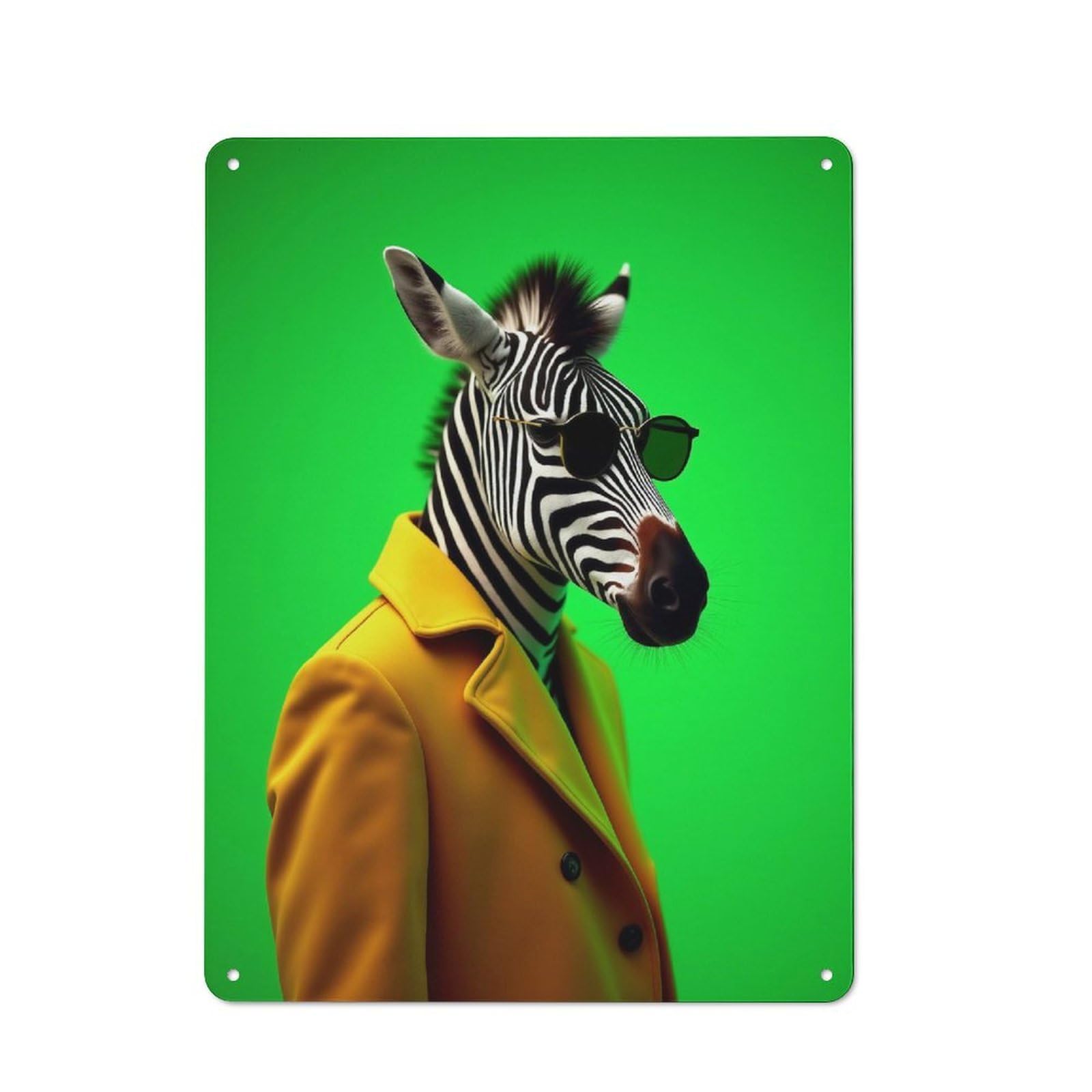 Zebra in Sunglasses Metal Tin Sign, Clear Colour Print, for Garage, Shed, Workshop Or Hobby Room, 40x30cm