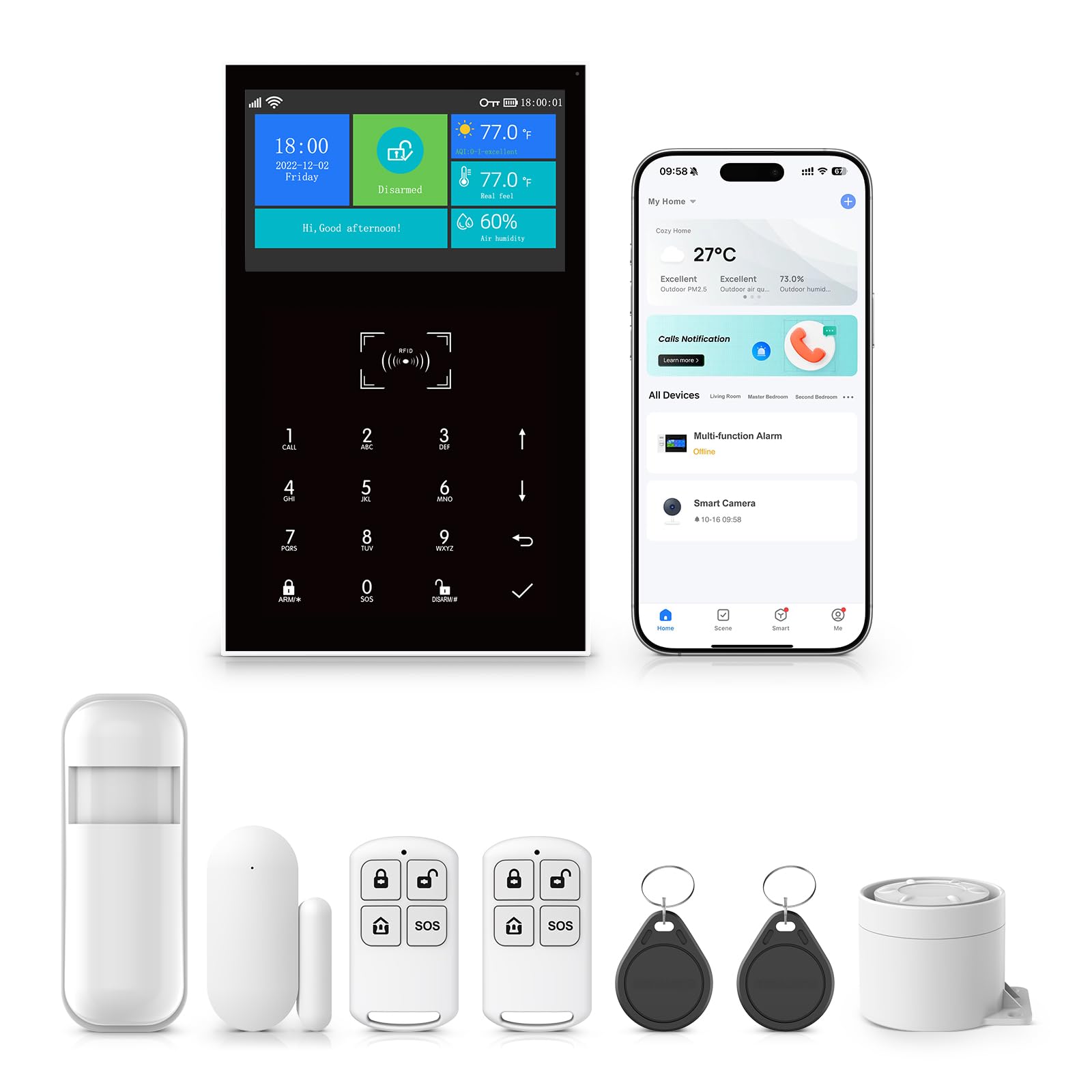 Sistema de alarma de seguridad inalámbrico WiFi GSM 4G Alexa y Google compatible con sirena PIR Sensor de movimiento mandos a distancia Sensor de ventana/puerta TUYA APP Control Sistema de alarma