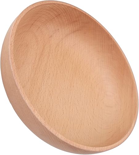 Miniatura 9 de Cuenco de madera para ensalada, cuenco redondo de madera de haya para el hogar, cuenco de madera para salsa de inmersión de ensalada, pasta,