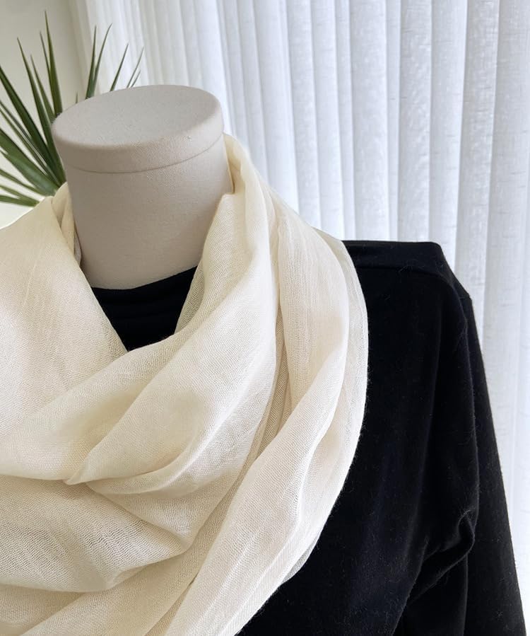 Women Lightweight Cotton Linen Scarf Long Fringe Scarves Shawl for Spring Summer Season Travel - Image 4