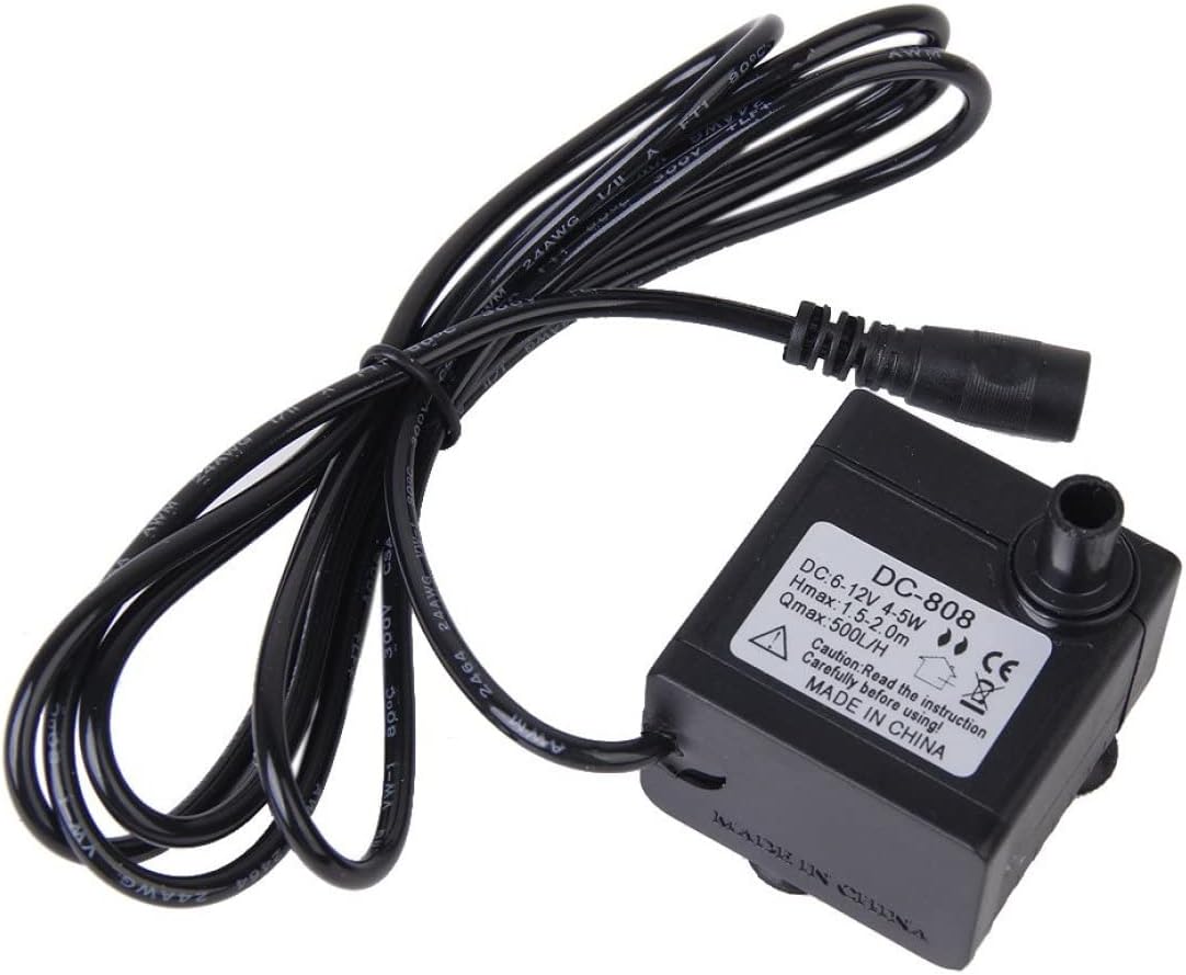 Solar Fountain Pump, DC 6-12V 5W Solar Bird Bath Fountain Pump Replacement with 1.46m Cable, Mini Submersible Water Pump, Small Pond Pump for Outdoor, 146cm image 2