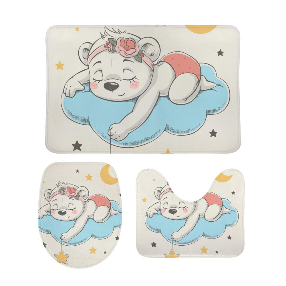 Tapis de bain en forme de U antidérapant lot de 3 tapis ours