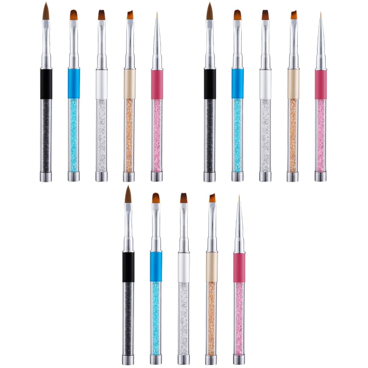 FOMIYES 3 Set Di Penna Per Nail Art Manico in Strass Pennello Per Unghie Forniture Per Principianti 5 Pezzi*3