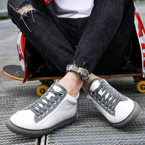 Tênis de skate masculino cadarço e Cano alto Flats Genuíno Couro algodão