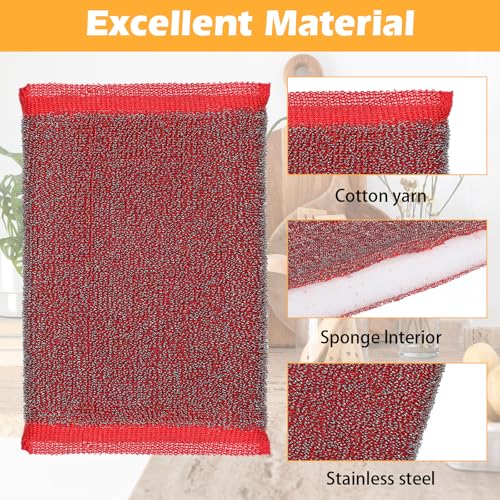30 Pack Steel Scrub Sponges for Dishes – Heavy Duty Non-Scratch Scouring Pads for Pots, Pans & Hard Surfaces – Multi-Use Metal Dish Scrubber (Multicolored)