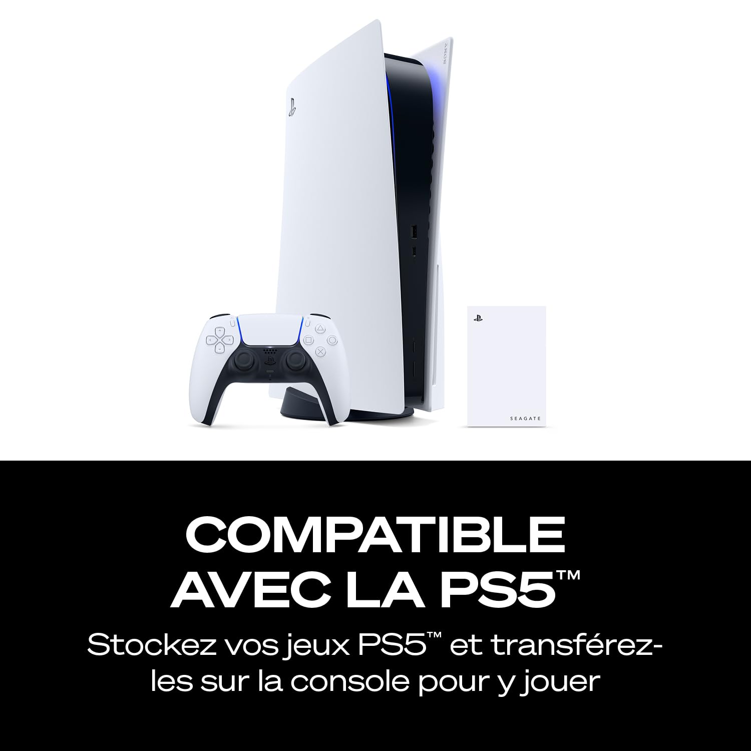 Seagate Game Drive pour PS4/PS5 2To, Disque Dur Externe, 2.5 Pouces, USB 3.0, sous Licence Officielle, éclairage LED Bleu, INCL. 2 semaines Playstation+ (STLV2000202)