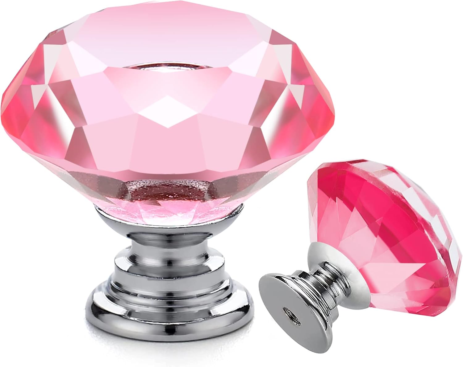 Ravinte 25 Pack Pink Crystal Knobs for Dresser Drawers Glass