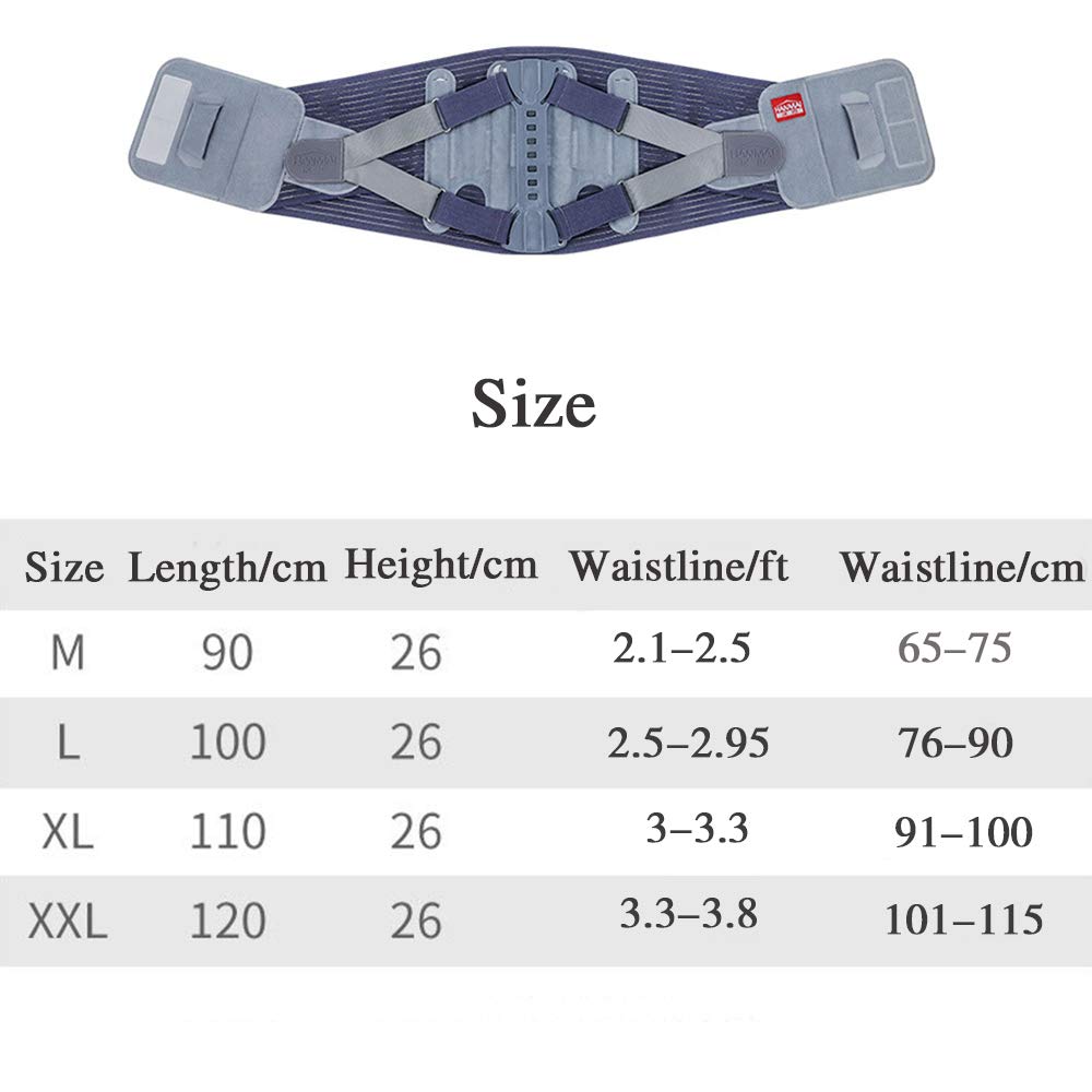 Faja Lumbar para Espalda, Cinturón de Soporte Lumbar Ayuda a Aliviar Dolor y Lesiones, Ciática, Hernia de Disco, Faja Lumbar Deportiva para Hombre y Mujer,XL