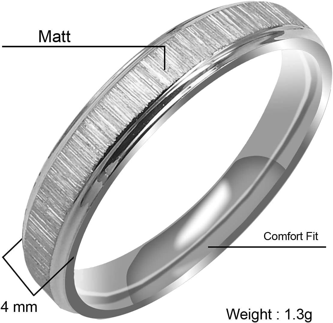 Everstone Custom Personalize Fingerprint Engrave Matte & Brushed Flat Ring Male Female Men Women His Her Groom Bride Promise Ring Wedding Bands Titanium Ring Color: Platinum Sz