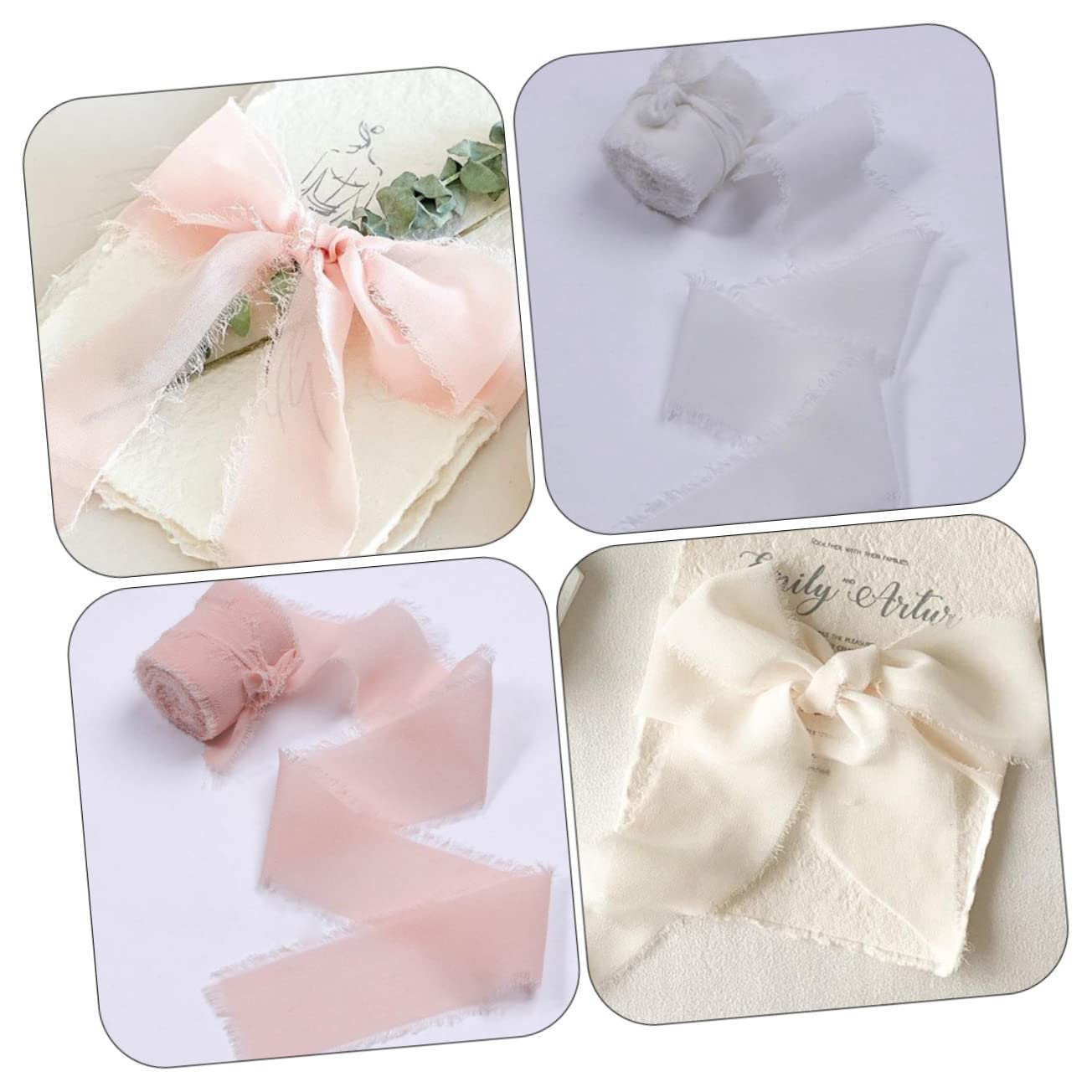 Tofficu 6rollen Dekorative Fransenbänder Vielseitige Strapazierfähige Und Hochzeitsbänder Aus Chiffon Für -dekorationen Blumensträuße Und Verpackungen