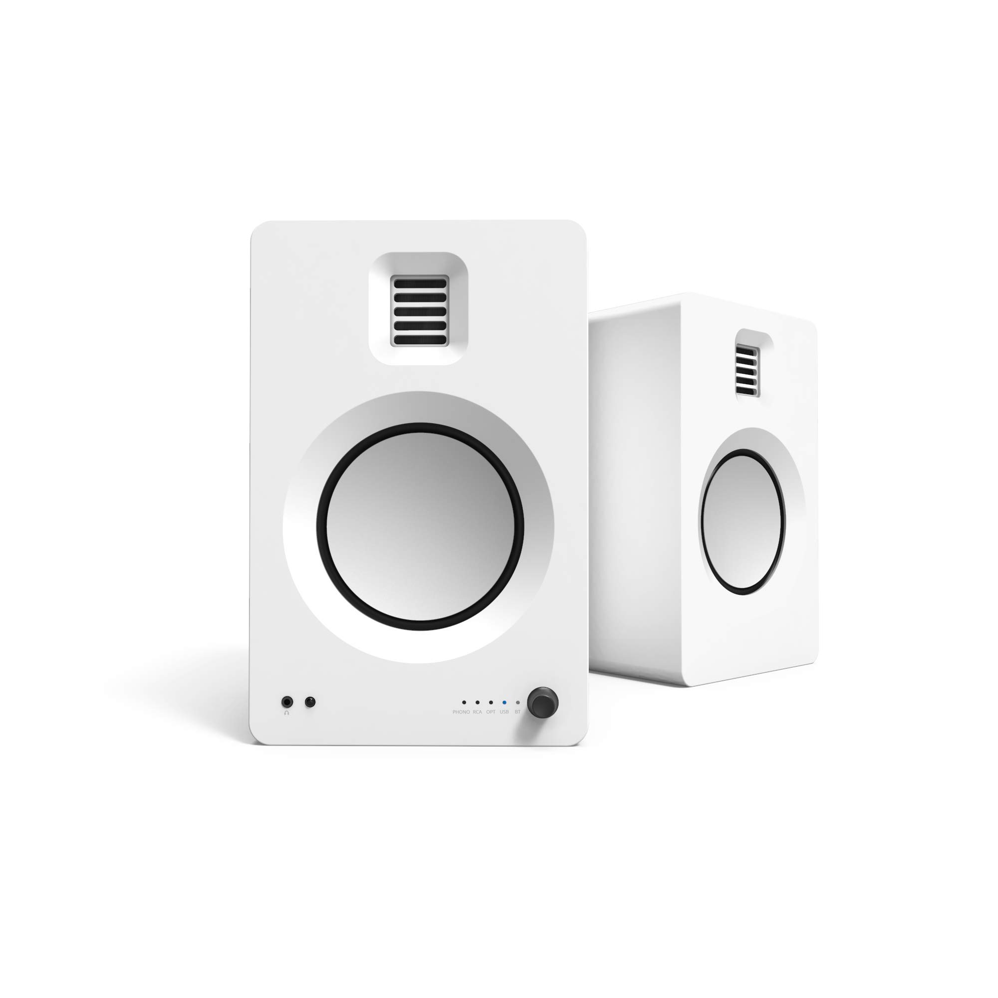 TUK Powered Speaker with Headphone Out | Built-in USB DAC | Dedicated RCA with Phono Pre-amp | Bluetooth | AMT Tweeter | 5.25" Driver | Pair | Matte White