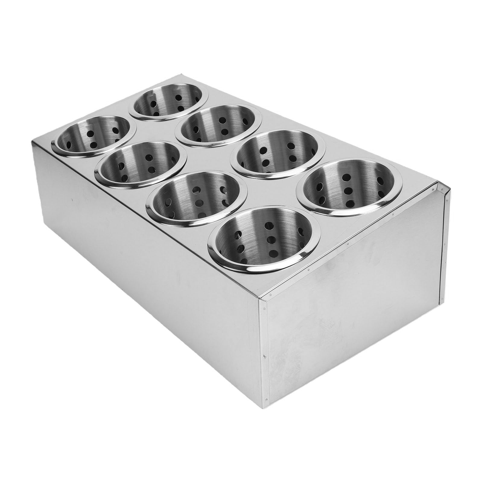 YUYTE Soporte para Utensilios de Acero Inoxidable, Organizador de Cubiertos de 8 Compartimentos con Alfombrilla Inferior Antideslizante para Cucharas de Cocina, Tenedores y Palill