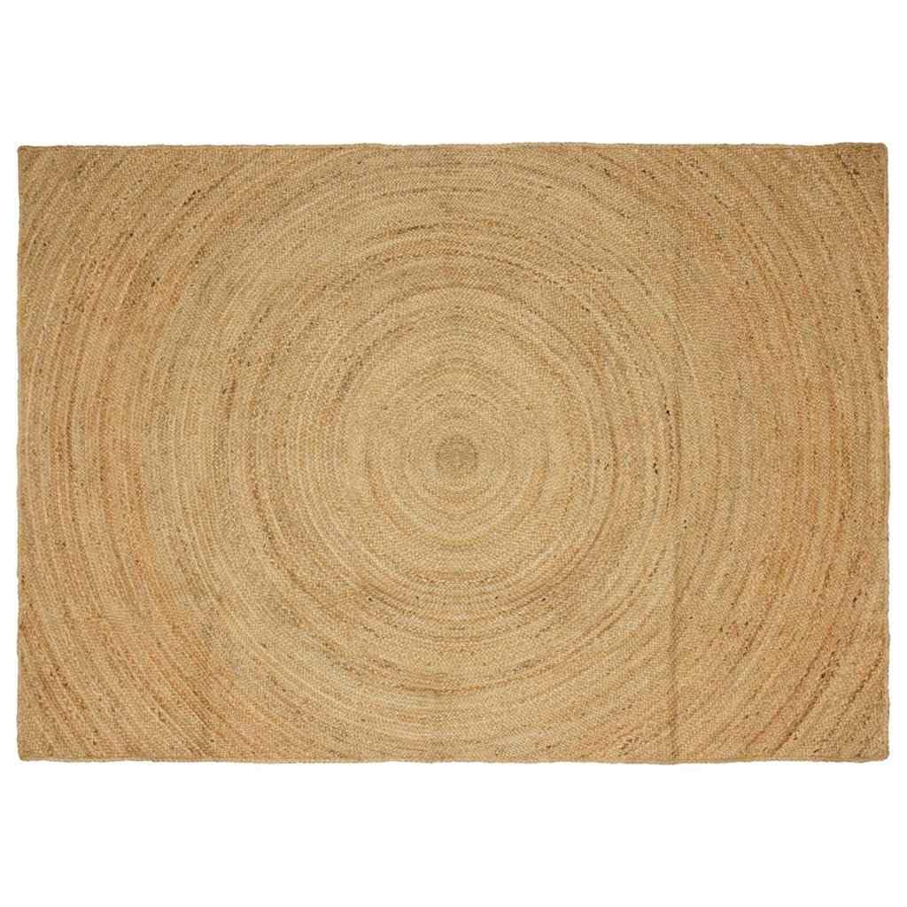 Tapis naturel en jute 240 x 340 cm fait main pour salon et chambre