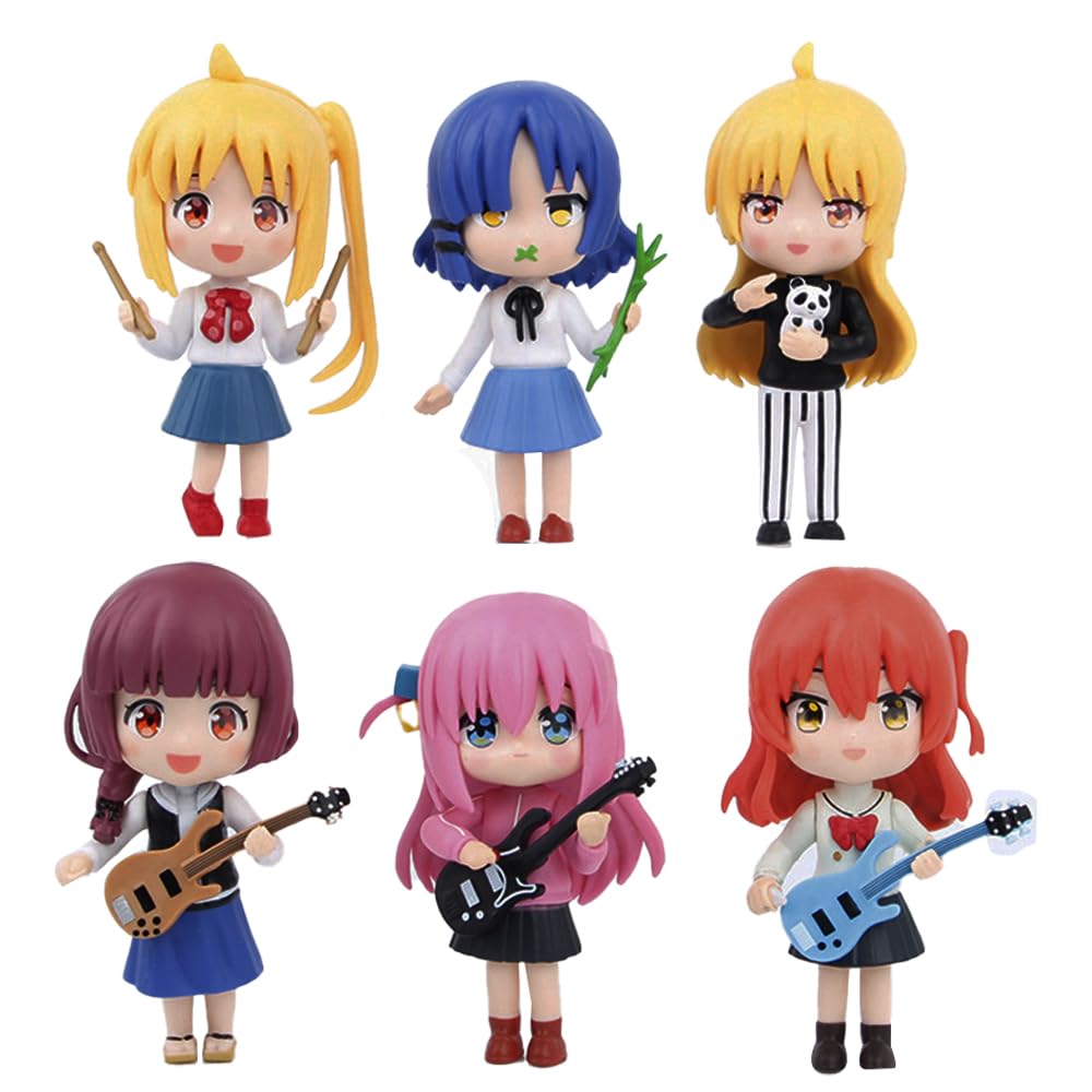 Jilijia 6pcs Anime Bocchi The Rock Figure Set Goto Hitori/Kita Ikuyo/Ijichi Nijika Action Figure Home Office Desktop Decoration Gift for Fans — image 1