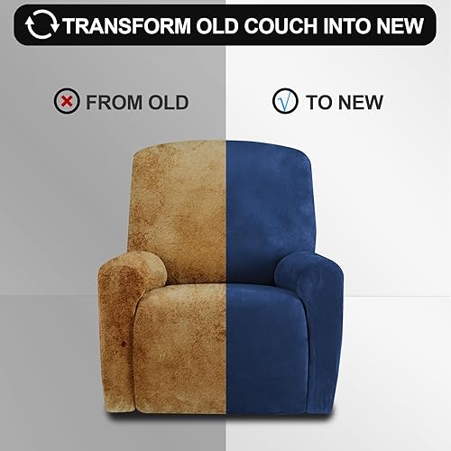 Miniatura 5 de FestiCorp Fundas para sillas reclinables, fundas para sillas reclinables de terciopelo real, 4 piezas, para niños pequeños, fundas elásticas para