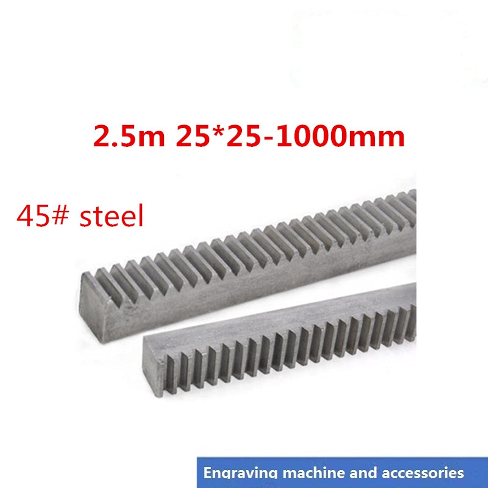 TMP1105 1pc 2.5mod Width High 25x25mm Length 1000mm Spur Gear Rack Teeth 45 Steel Black Oxide CNC Parts 2.5 Modulus (Color : 25 and 25, Guide Length : 1000mm)