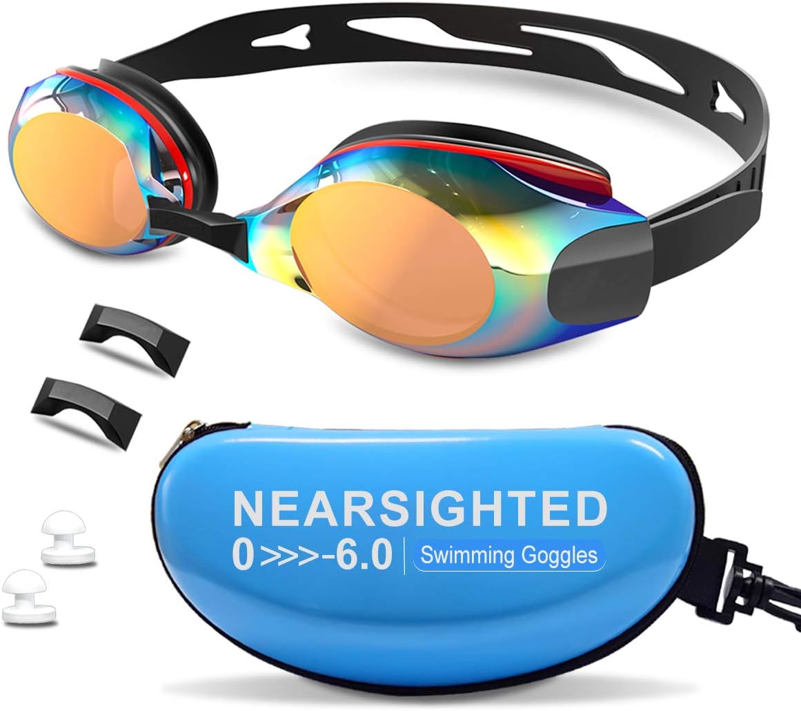 DEFUNX Shortsighted Swimming Goggles,Nearsighted Swim Goggles Leakproof No Leak Anti Fog