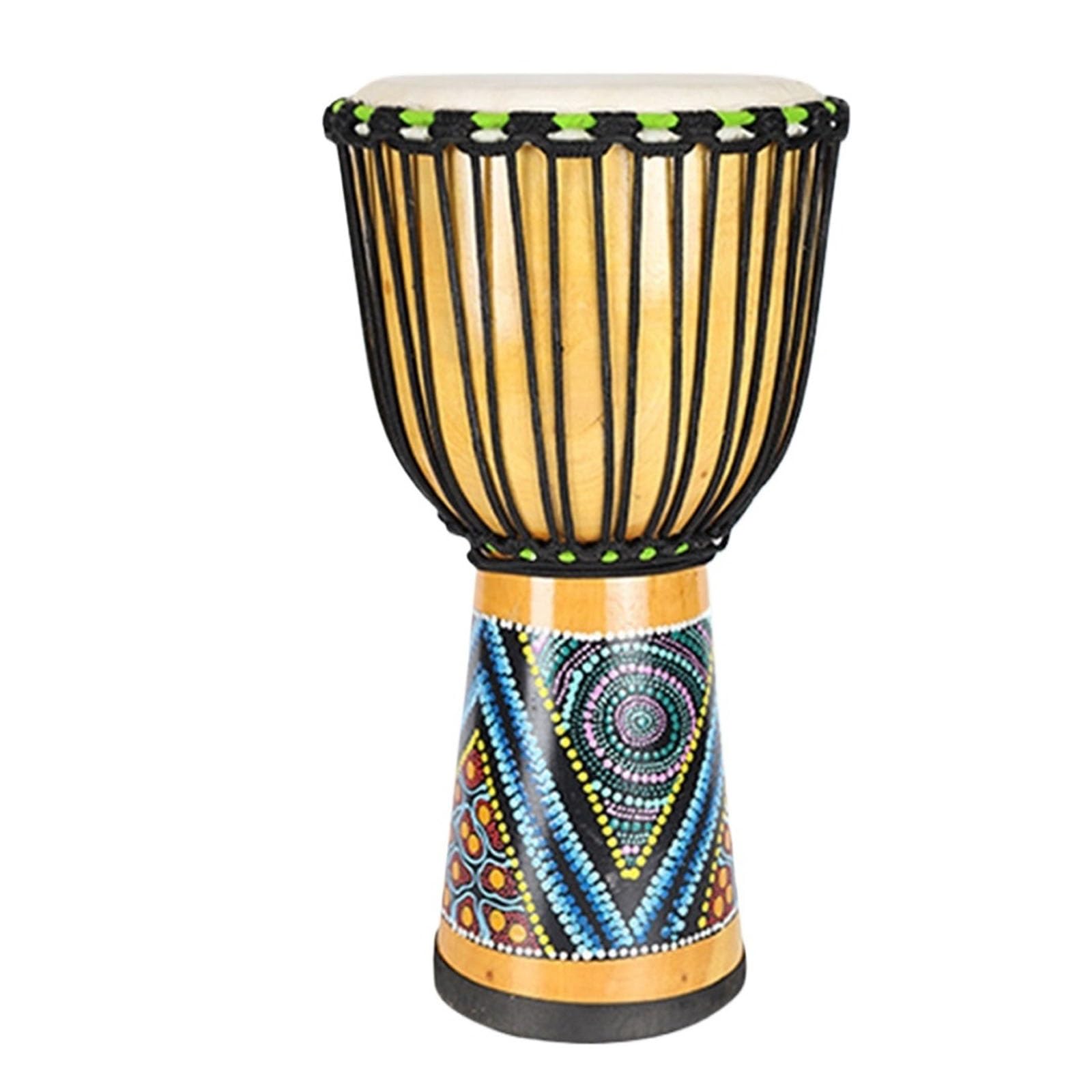 Instrumentos de Percusión Africanos Yembé Tambor de Piel de Cabra Tambor Djembe Principiante Djembe Drum PatróN Pintado a Mano Tambor Africano(Standard 10-Inch-D)