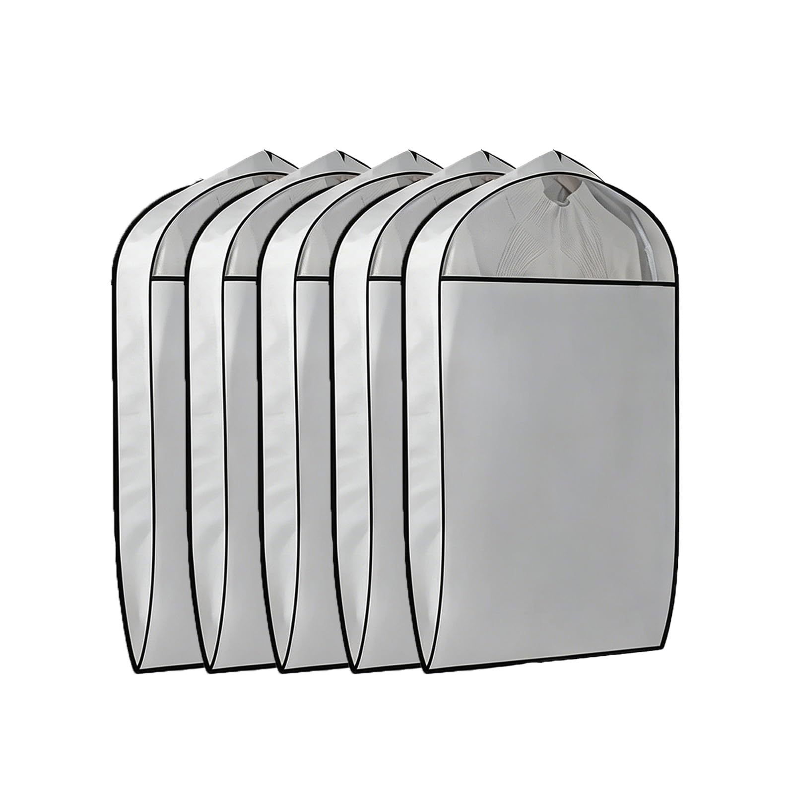 Lote de 5 Fundas Ropa Armario Colgar, Funda Traje, Fabricadas Tejido No Tejido Ventana Transparente, Ideales para Guardar Trajes Abrigos(Gray,60 * 110 * 11cm/23 * 43 * 4in)