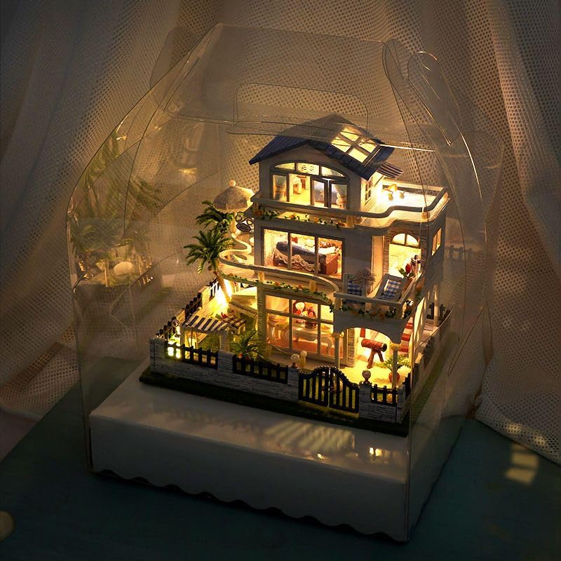 Kit De Maqueta De Casa De Madera 3D Con Luz LED – Villa Miniatura Para Decoración Y Manualidades, Ideal Para Toda La Familia