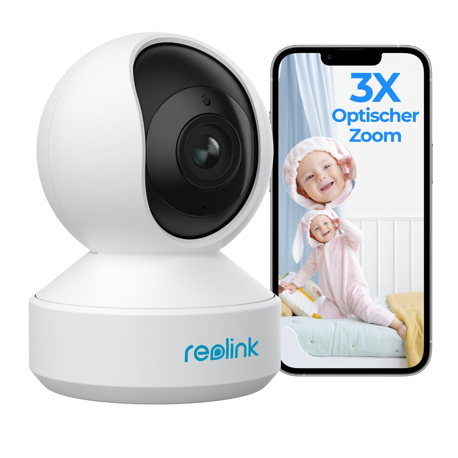 Reolink 5MP PTZ Überwachungskamera Innen, E1 Zoom (Generalüberholt) | WLAN IP Kamera Indoor mit 3X Optischem Zoom, 355°/50° Schwenkbare, 2,4/5,0 GHz WiFi