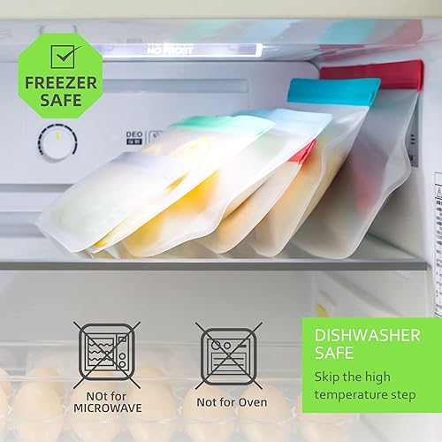 Miniatura 4 de LeMuna Paquete de 12 bolsas reutilizables de almacenamiento de alimentos, bolsas de almacenamiento reutilizables de PEVA, sin BPA, bolsas de