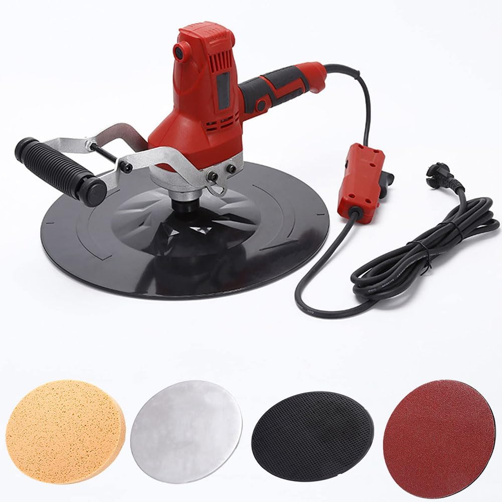 Electric Drywall Sander, Trowel Wall Sander 1500W with Four Types of Wipers, 35cm Wipe Plate Diameter, 6-Speed Speed Adjustment, 90 degrees Can be Adjusted, Thicker and Longer Power Cord