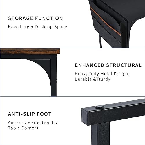 Miniatura 6 de Homy Casa Inc Escritorio para computadora de 47 pulgadas, mesa de estudio con una bolsa de almacenamiento, ahorro de espacio para oficina en casa,