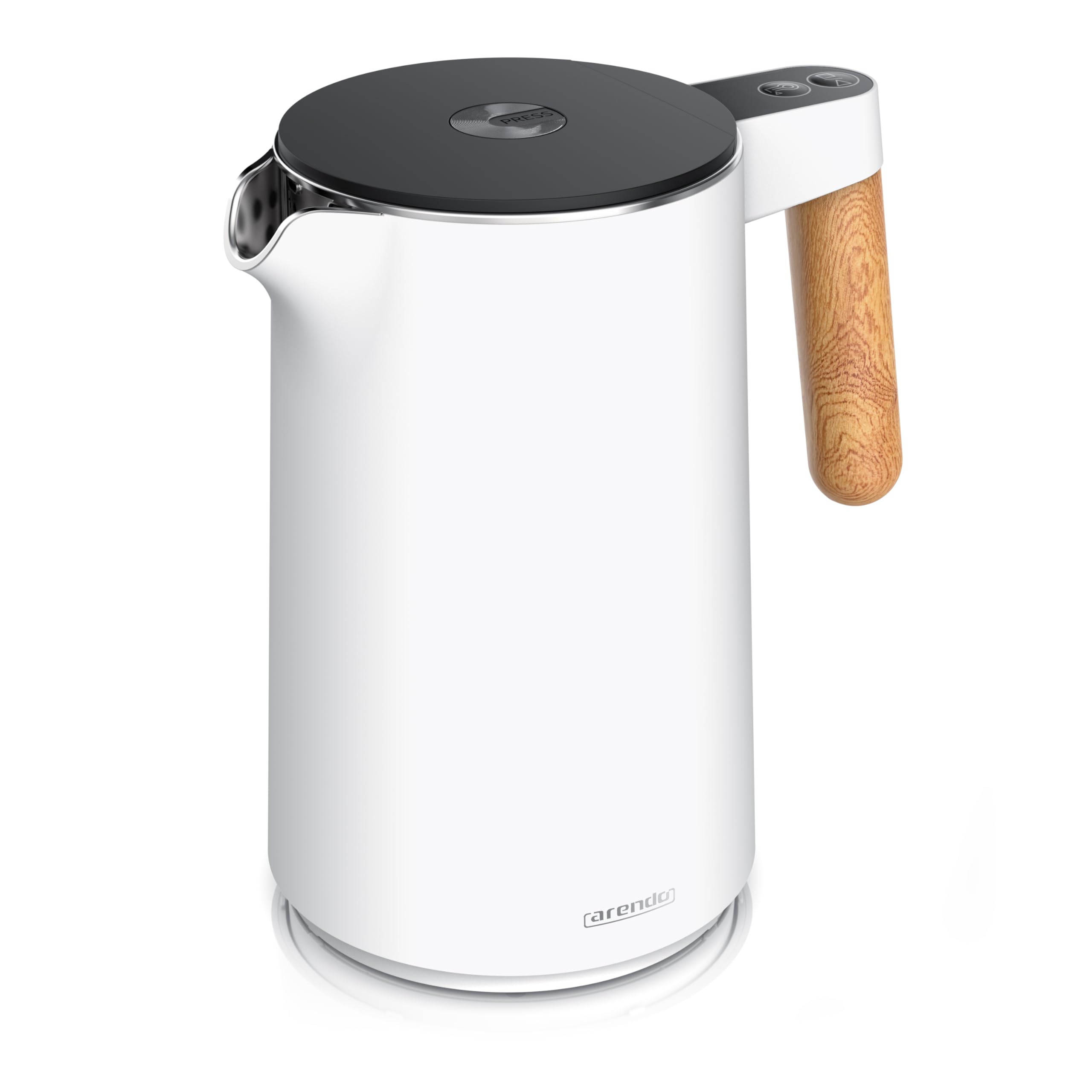 Arendo - Waterkoker met temperatuurinstelling - roestvrij staal - 45-100 graden - 1,5 liter - dubbelwandig - BPA-vrij - Warmhoudfunctie - Theekoker met temperatuurweergave - handvat Cool Touch - wit