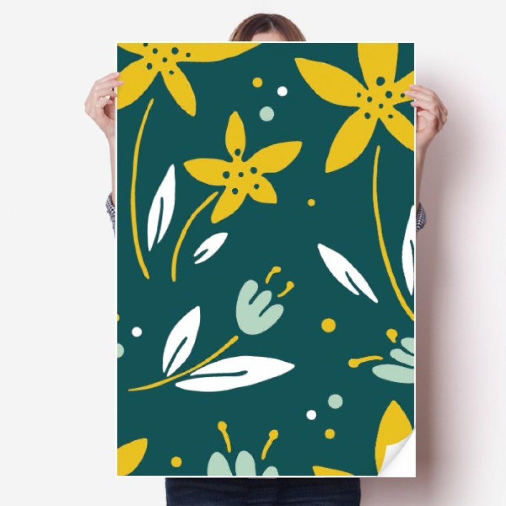 Autocollant de mur fleur blanc vert jaune DIYthinker mural 80x55cm