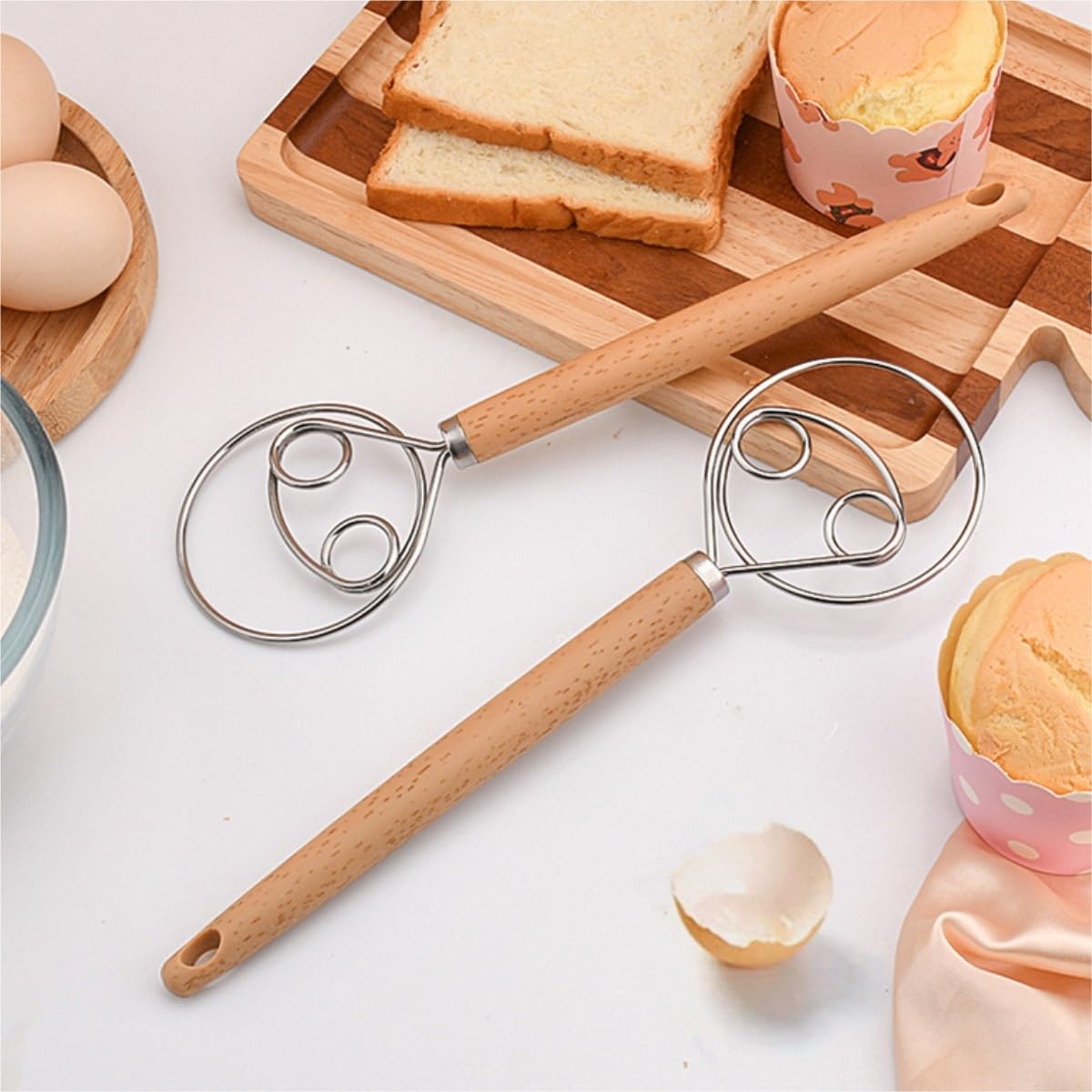 Batidor Varillas Cocina Mezclador De Masa Manual De Acero Inoxidable, Mezclador De Masa En Polvo, Herramienta For Hacer Masa Barillas Batir Batidor De Huevo