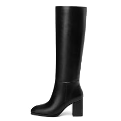 NUMALEO Womens Knee High Boots Block Chunky Heel Square Toe Tall Boots 3 Inch Fall Winter Long Boots