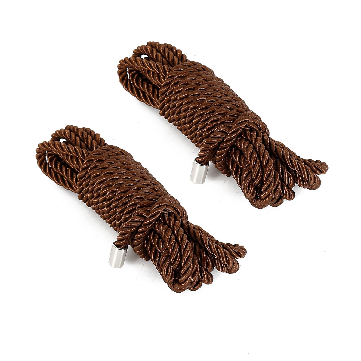 Cuerda de seda brillante para decoración: 2 cordones de satén café de 10m suaves con la piel