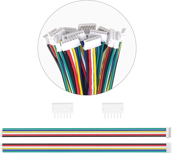 Lyeteung 15 Juegos Conectores JST 1.5 ZH, Mini Micro JST ZH 6 Pin Conector Macho con Cable de 150mm 26AWG y Hembra - 5