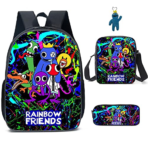 GDFENDU Ensemble de 3 sacs à dos avec porte-clés, 40,6 cm imprimé 3D pour ami, sac à déjeuner haute capacité, cartable pour garçon et fille., C