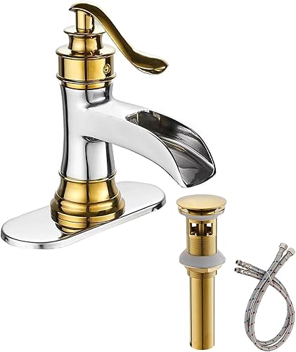 Homevacious - Grifo de baño para fregadero con tapón de drenaje emergente, grifo de baño sencillo tipo vanity rústico para casa de granja, para