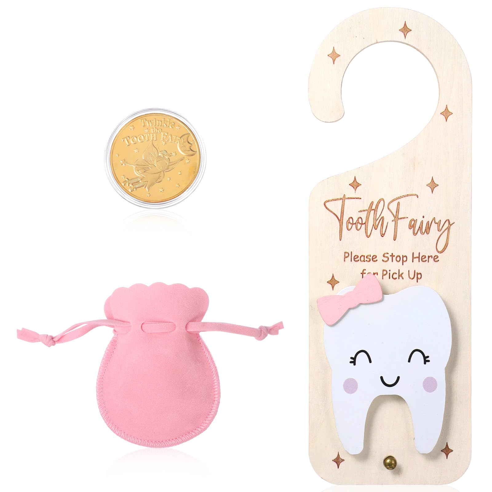 Gsbnjuy Tooth Fairy Door Hanger Wooden Tooth Fairy Money Holder