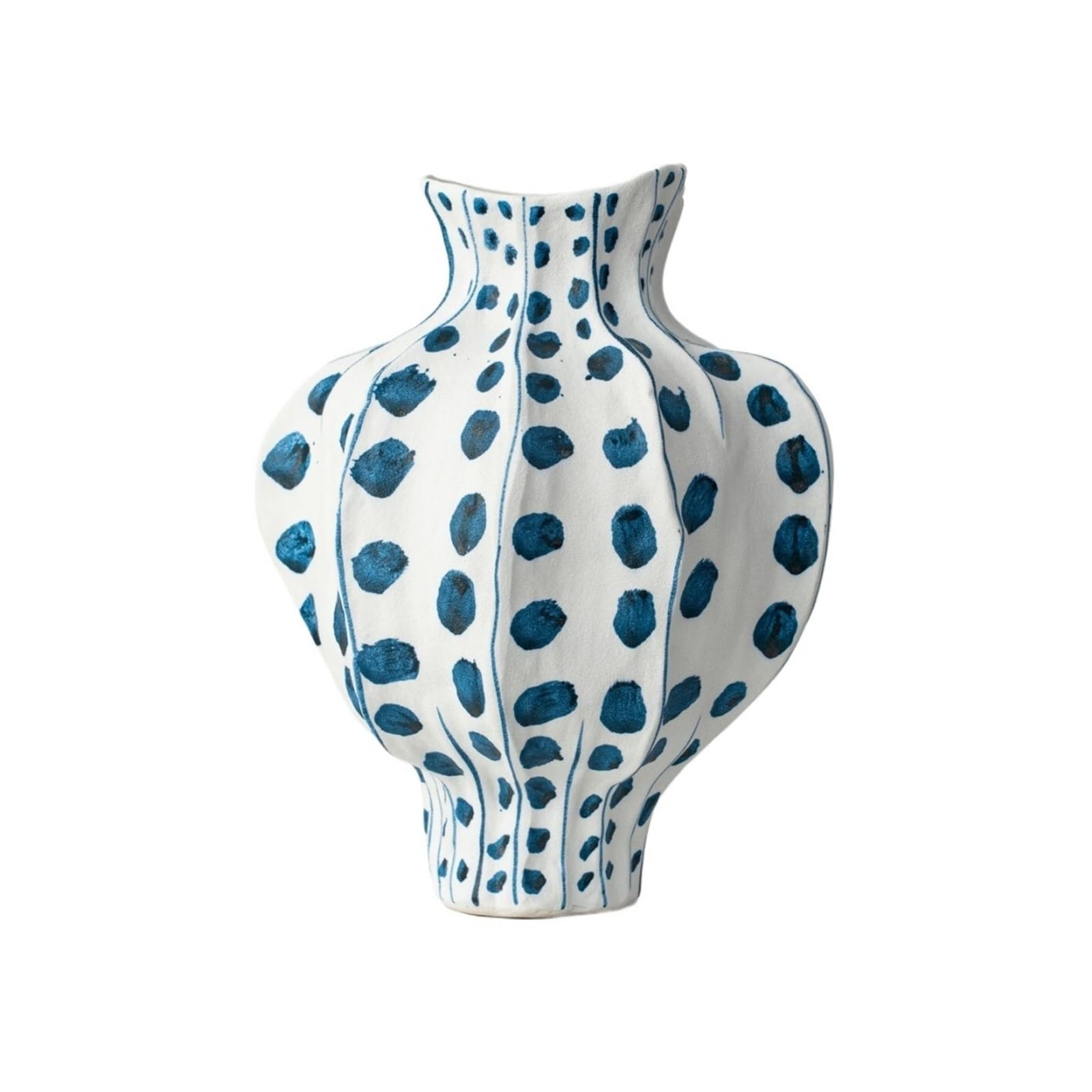 guiling-1986 Vases Decor Hand-Painted Blue and White Ceramic Vase Unique Faceted Vases for Flowers, Home & Office Decor Flower Vases(Medium)