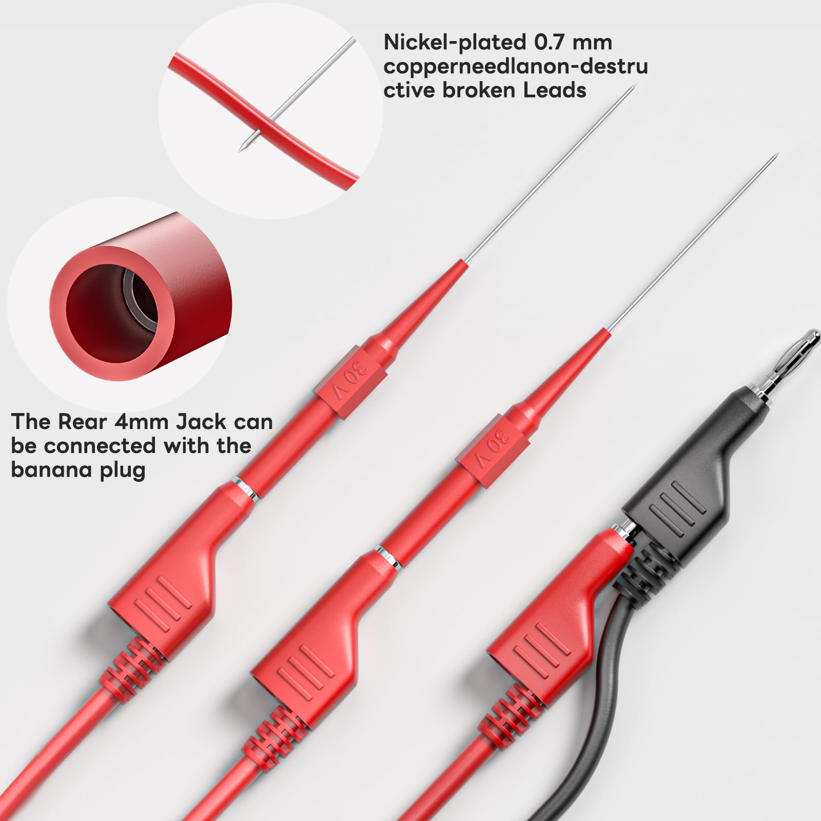 Goupchn Multimeter Test Leads Kit, 4mm Banana Plug, Red & Black, 6PCS — Amazon image 5