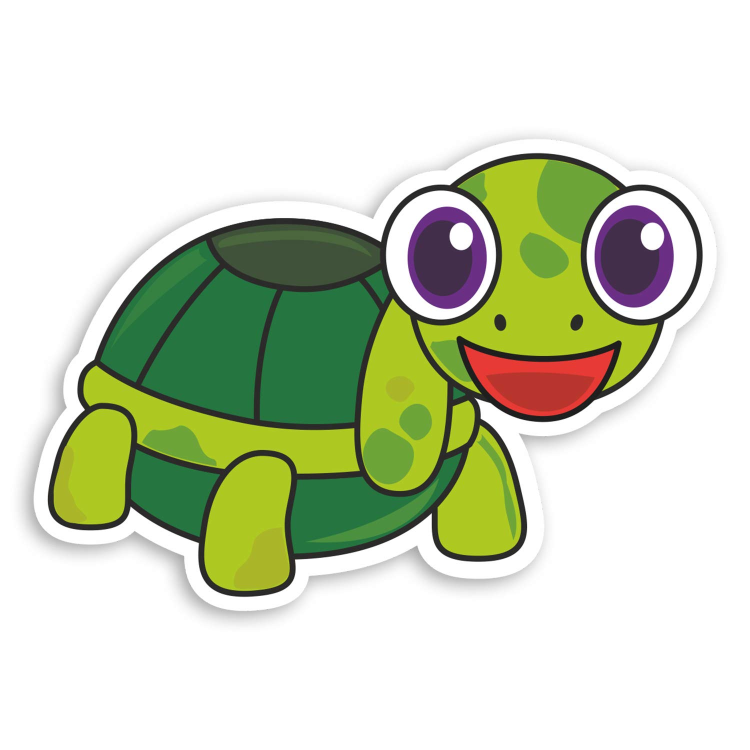 Destination Vinyl Ltd Multi 2 X 10Cm Happy Turtle Vinyl Stickers - Tortoise Cartoon Laptop Sticker #20788 (10Cm Wide)