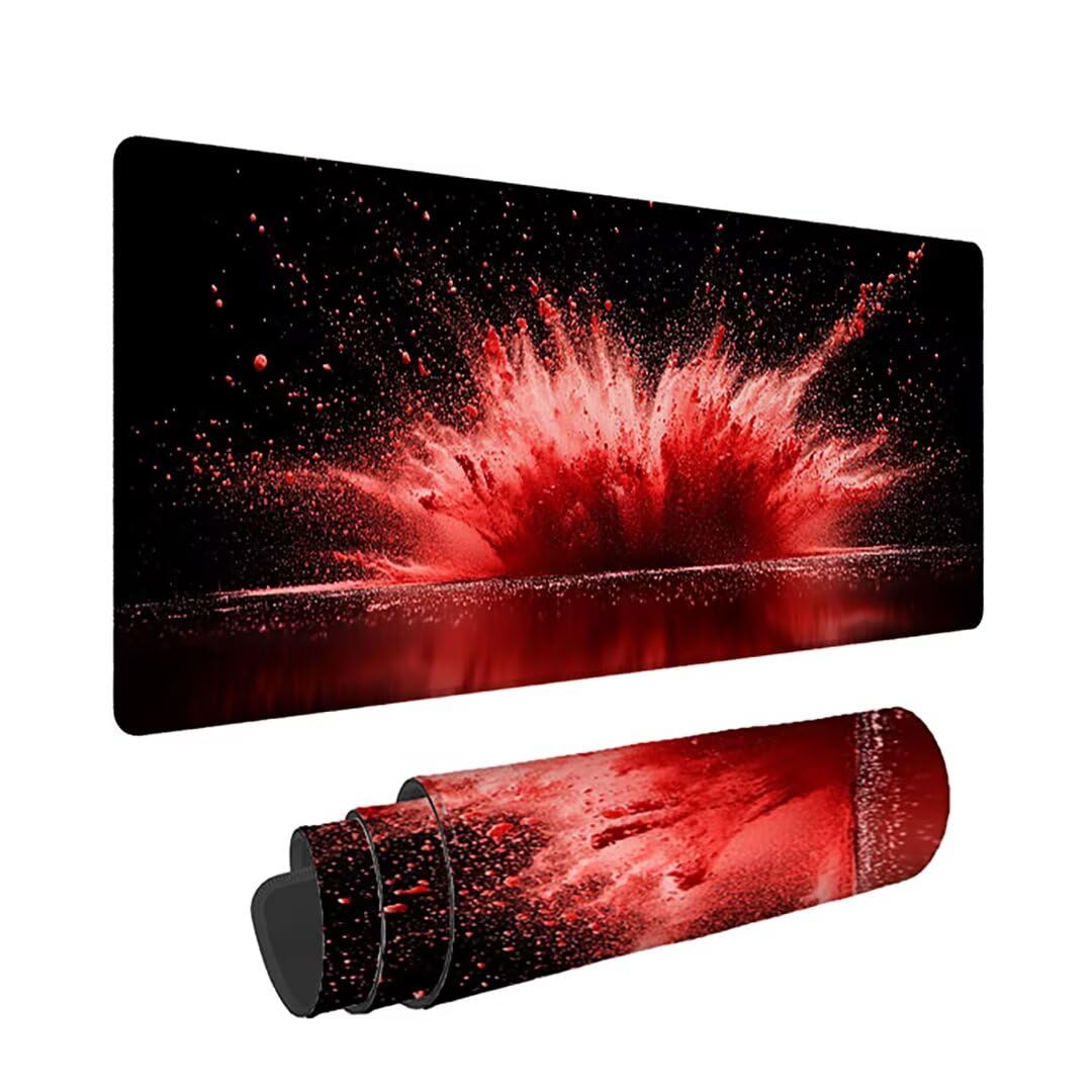 Podkładka pod mysz do gier XXL - 1600 x 800 x 3 mm - krajobraz duża antypoślizgowa podkładka pod klawiaturę biurową ze zszytymi krawędziami, czarna duża podkładka pod mysz do gier do biura i domu