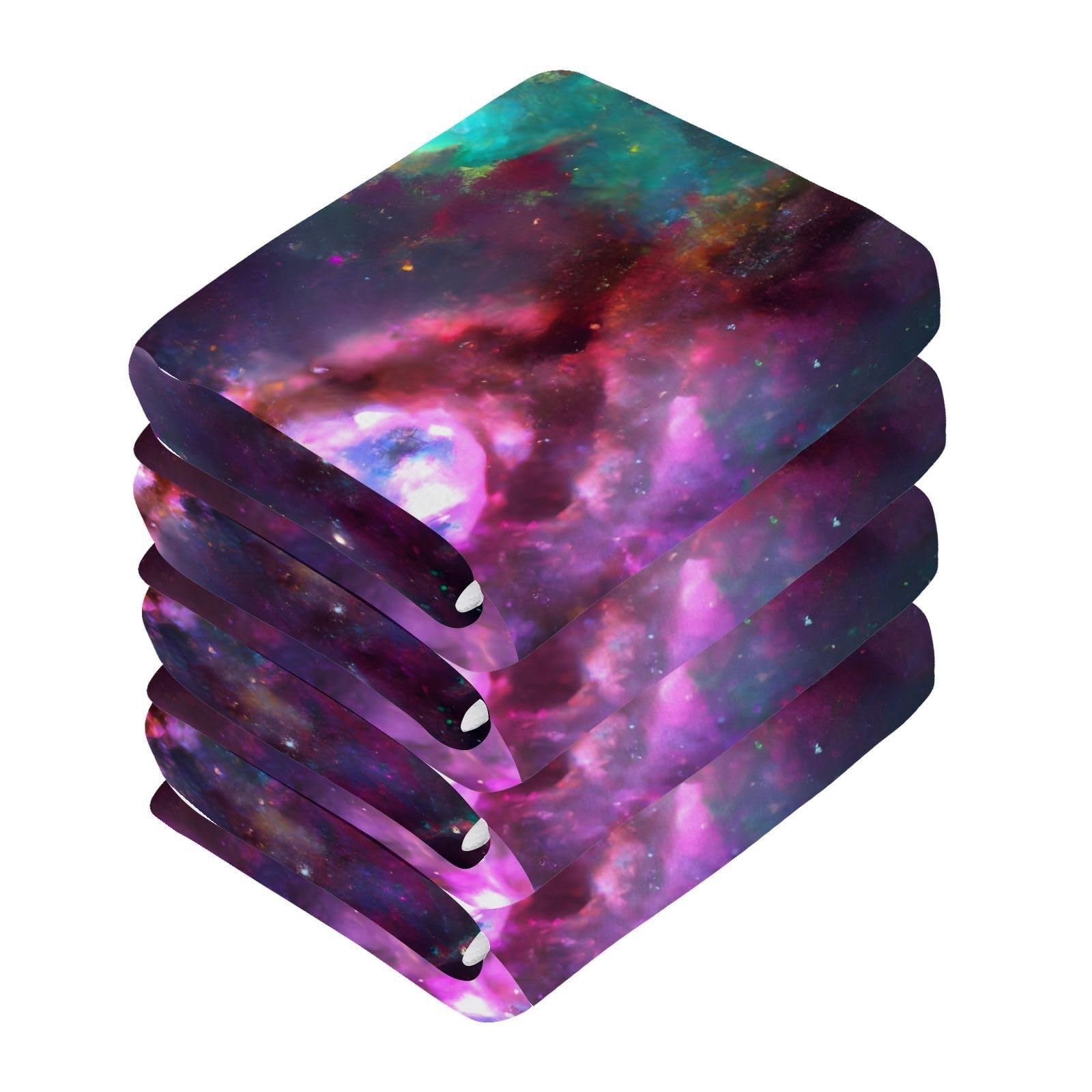 YANENDIE Stained Glass Galaxy Washcloths Towels, Highly Absorbent and Soft Cotton Face Cloths, 6 Pack Quick Dry Wash Cloths - 12 X 12 Inches