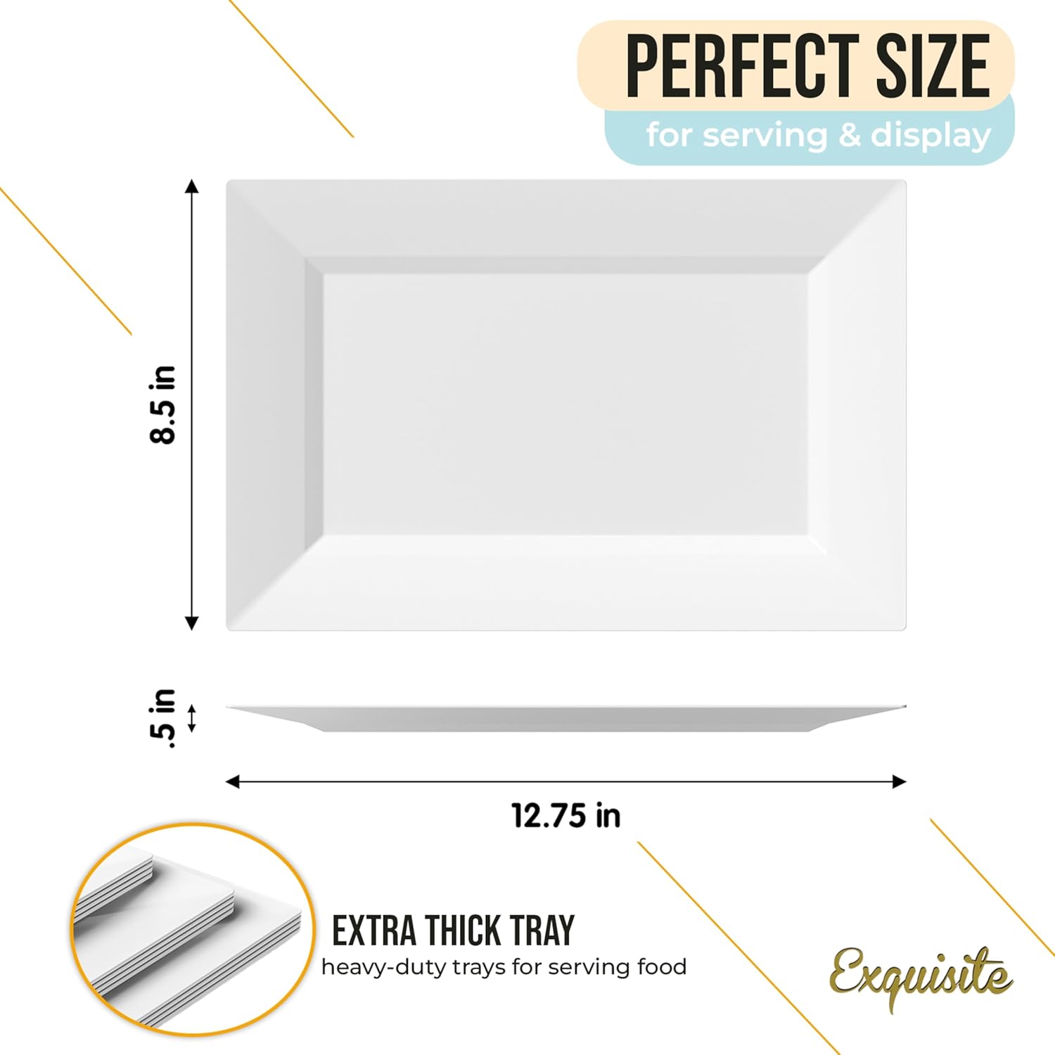 Exquisite Plastic Serving Trays For Party - 20 Pcs 12.75 Inch White Serving Platters, Plastic Trays For Food, White Tray, Food Tray Disposable Platters For Parties, Catering & Buffet